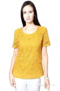 Van Heusen Casual Short Sleeve Self Design Women's Top